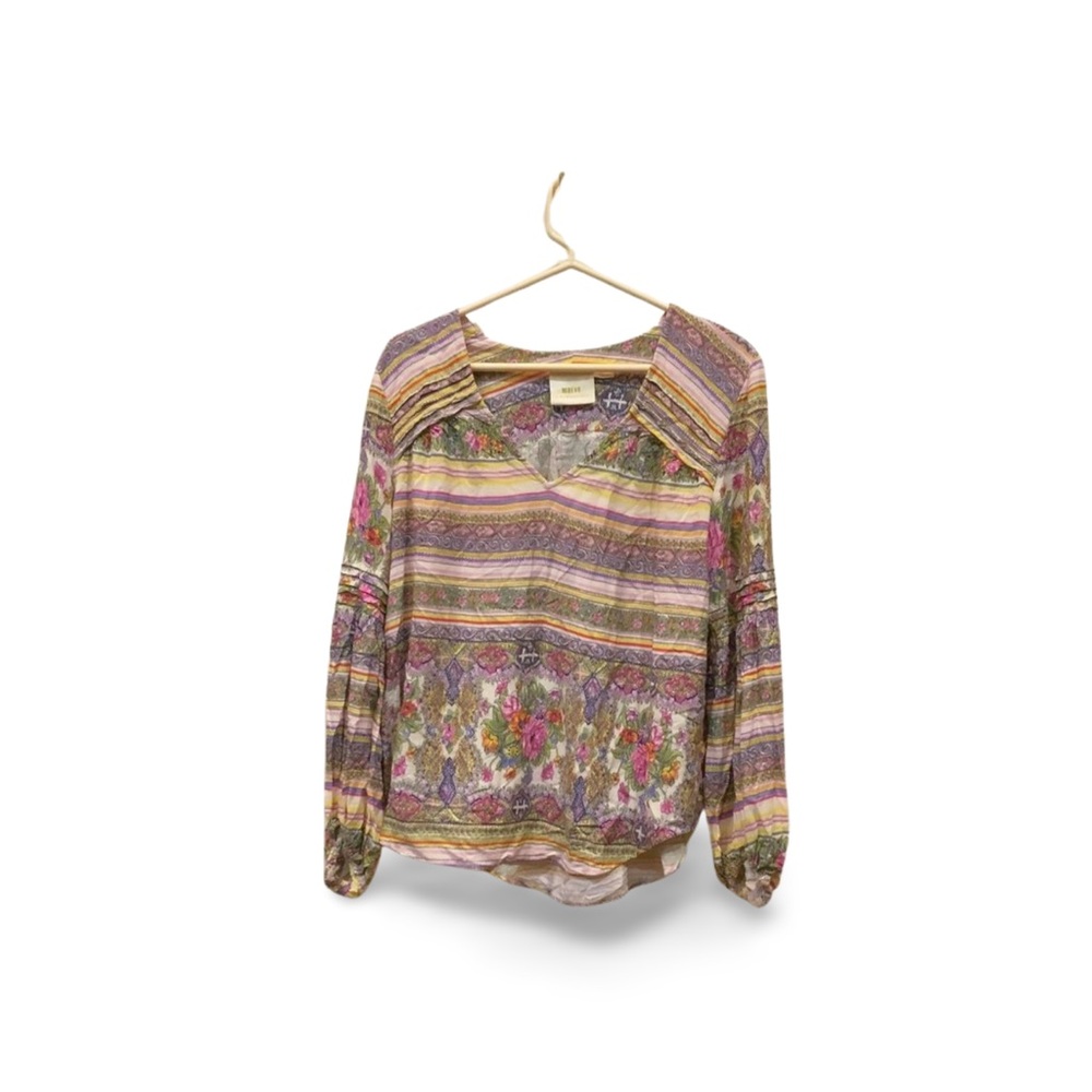 🌸 Maeve by Anthropologie Floral Boho Peasant Top | Size M | Multicolor Blouse ✨